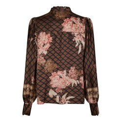 Massima botanical border blouse black