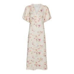 Illana sateen print dress creme