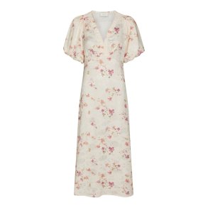 Illana sateen print dress creme