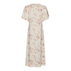 Illana sateen print dress creme