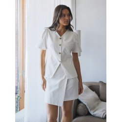 Jules summer stripe blouse taupe st