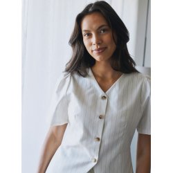 Jules summer stripe blouse taupe st