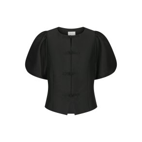 Anela mandarin dull satin blouse black