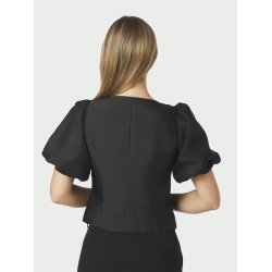 Anela mandarin dull satin blouse black