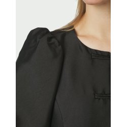 Anela mandarin dull satin blouse black