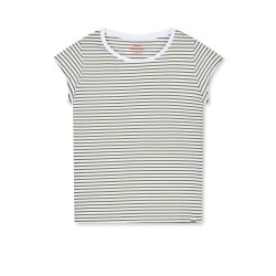 Organic jersey stripe teasy tee four leaf/white