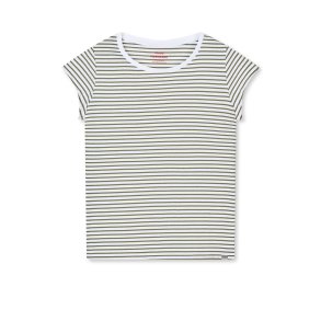 Organic jersey stripe teasy tee four leaf/white