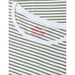 Organic jersey stripe teasy tee four leaf/white