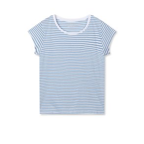 Fine jersey stripe teasy tee white/faded denim