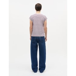 Fine jersey stripe teasy tee white/winetasting 