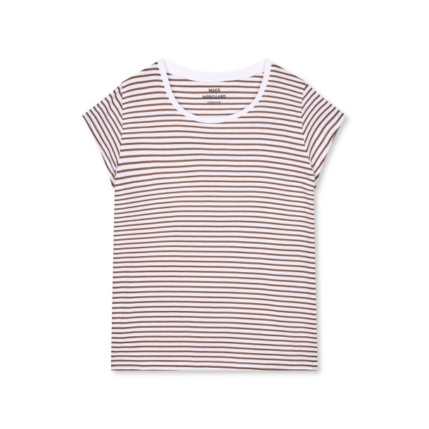 Fine jersey stripe teasy tee white/tarmac