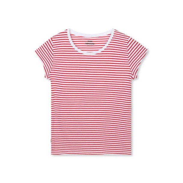Fine jersey stripe teasy tee goji berry