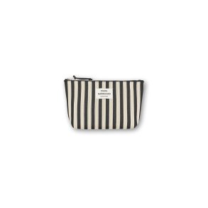 Knit stripe hof make-up bag black/white