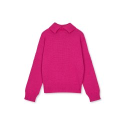 Wool berthe turtleneck sweater rose violet