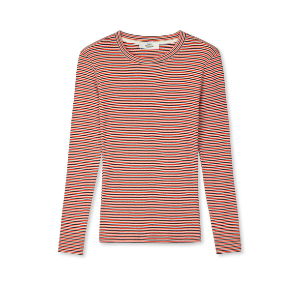 2x2 cotton stripe tuba tee ls fiery