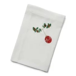 Juleserviet med r�d julekugle 