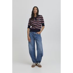 Bamarietta knit sl polo dark grey melange 