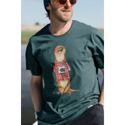 An otter coffee t-shirt green