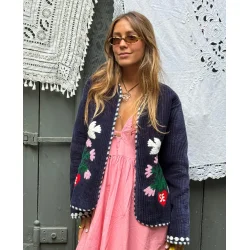 Anil jacket suzani embroidey navy