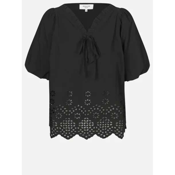 Athena cotton blouse w emb black