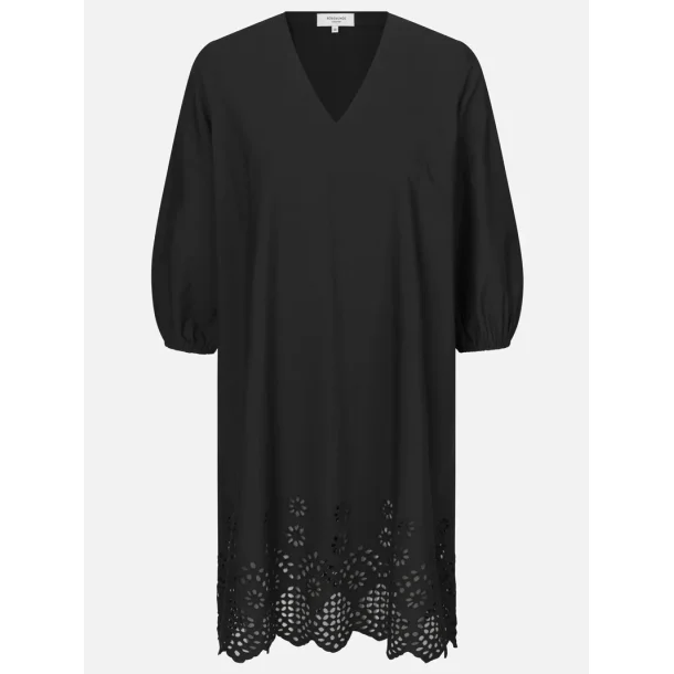 Athena cotton dress w emb black