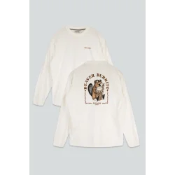 Beaver burrito boxfit ls t-shirt star white