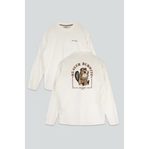 Beaver burrito boxfit ls t-shirt star white