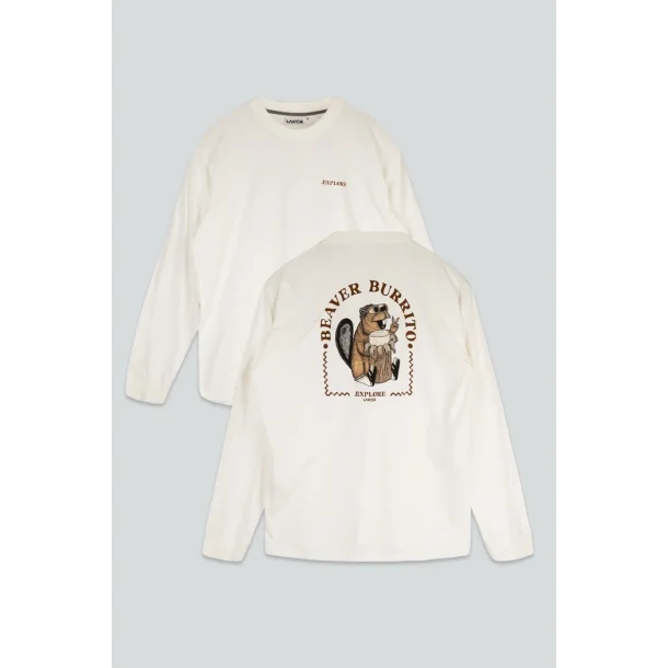 Beaver burrito boxfit ls t-shirt star white