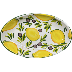 Citron og oliven fad oval 38x24 cm