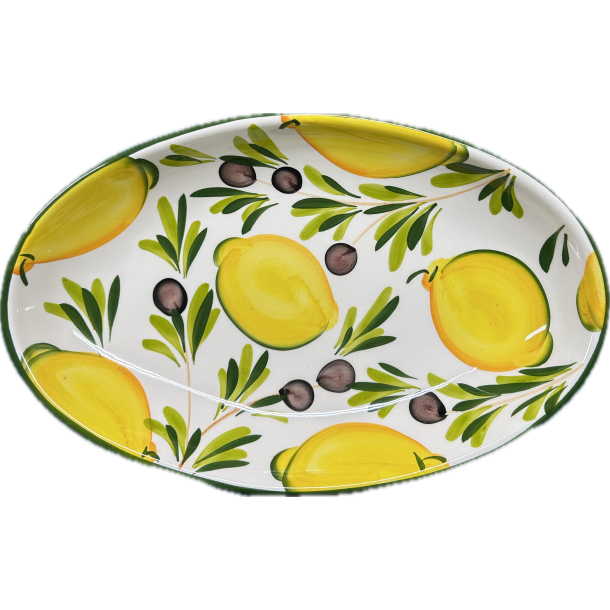 Citron og oliven fad oval 38x24 cm