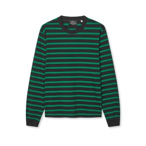 Cotton jersey stripe frode tee black/verdant green