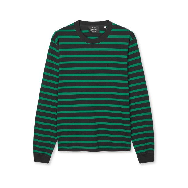Cotton jersey stripe frode tee black/verdant green