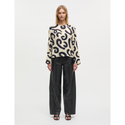 Delicate twill flow top swirl aop a
