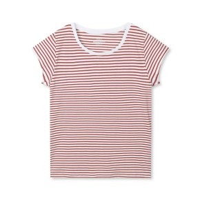 Fine jersey stripe teasy tee white/winery