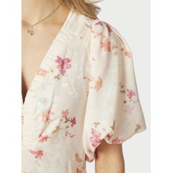 Illana sateen print dress creme