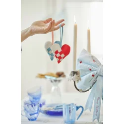 Julehjerte - rd/hvid