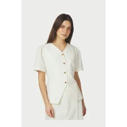Jules summer stripe blouse taupe st