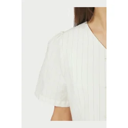 Jules summer stripe blouse taupe st