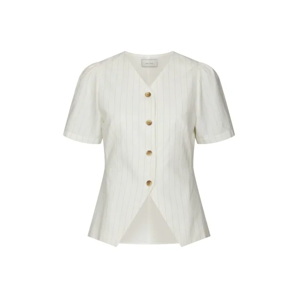 Jules summer stripe blouse taupe st