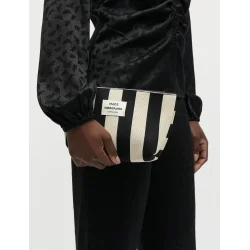 Knit stripe hof make-up bag black