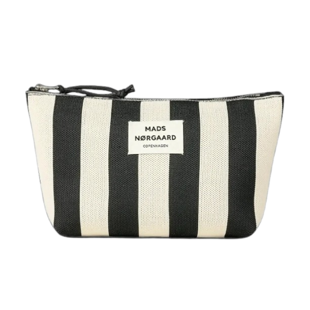 Knit stripe hof make-up bag black