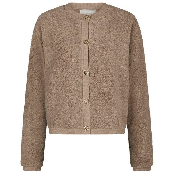 Limo fluffy knit cardigan dark sand