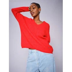 MMThora v-neck knit chinese red