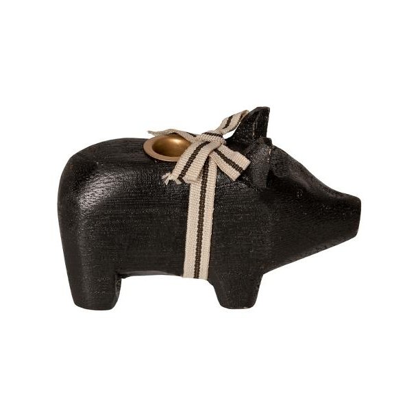 Wooden pig small Black 14-9800-01