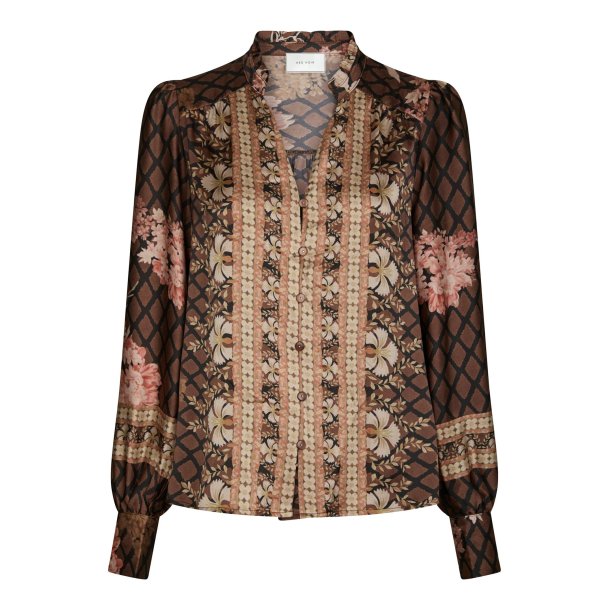 Massima botanical border blouse black