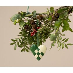 Metal ornamet hjerte lille mrk grn