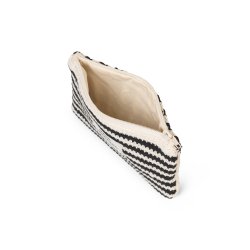 Milli crochet stripe pouch black/vanilla ice