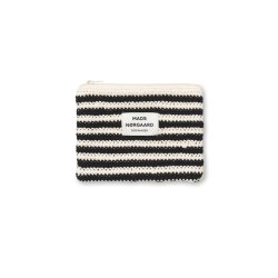 Milli crochet stripe pouch black/vanilla ice