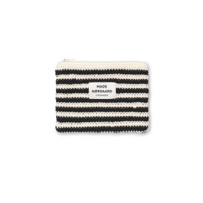 Milli crochet stripe pouch black/vanilla ice