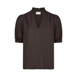 Odesa linen blouse dark brown 